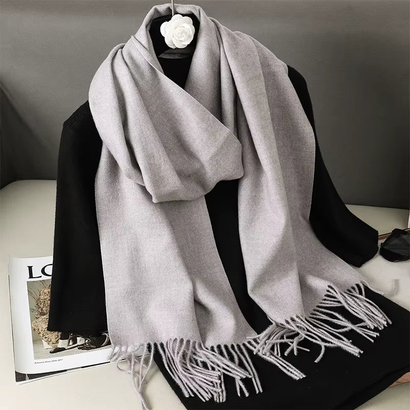62Color Solid Women Winter Scarf Warm Thicken Cashmere Shawl Outdoor Fashion Luxury Tassels Pashmina Lady Wrap Windproof Scarves