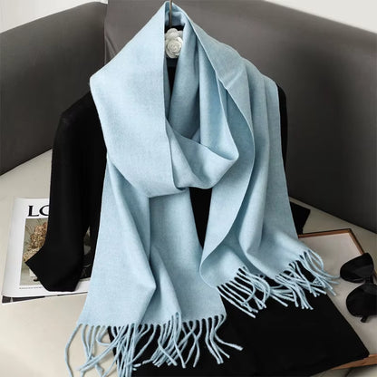 62Color Solid Women Winter Scarf Warm Thicken Cashmere Shawl Outdoor Fashion Luxury Tassels Pashmina Lady Wrap Windproof Scarves