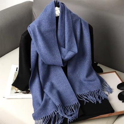 62Color Solid Women Winter Scarf Warm Thicken Cashmere Shawl Outdoor Fashion Luxury Tassels Pashmina Lady Wrap Windproof Scarves