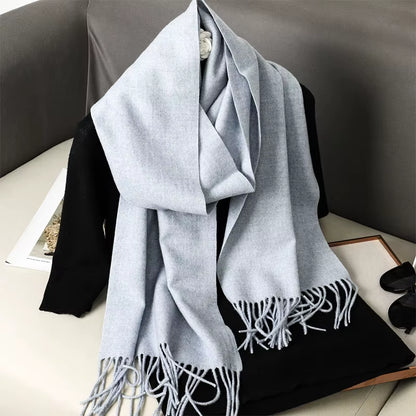 62Color Solid Women Winter Scarf Warm Thicken Cashmere Shawl Outdoor Fashion Luxury Tassels Pashmina Lady Wrap Windproof Scarves