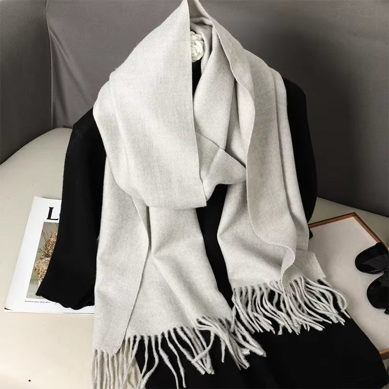 62Color Solid Women Winter Scarf Warm Thicken Cashmere Shawl Outdoor Fashion Luxury Tassels Pashmina Lady Wrap Windproof Scarves