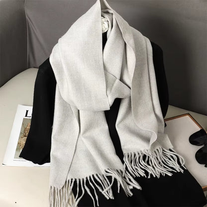 62Color Solid Women Winter Scarf Warm Thicken Cashmere Shawl Outdoor Fashion Luxury Tassels Pashmina Lady Wrap Windproof Scarves