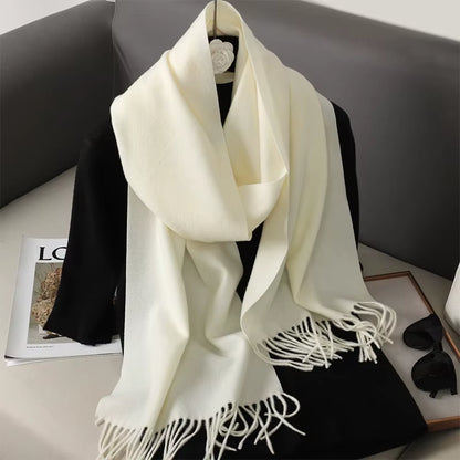 62Color Solid Women Winter Scarf Warm Thicken Cashmere Shawl Outdoor Fashion Luxury Tassels Pashmina Lady Wrap Windproof Scarves