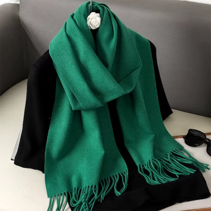 62Color Solid Women Winter Scarf Warm Thicken Cashmere Shawl Outdoor Fashion Luxury Tassels Pashmina Lady Wrap Windproof Scarves