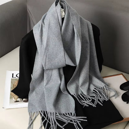 62Color Solid Women Winter Scarf Warm Thicken Cashmere Shawl Outdoor Fashion Luxury Tassels Pashmina Lady Wrap Windproof Scarves