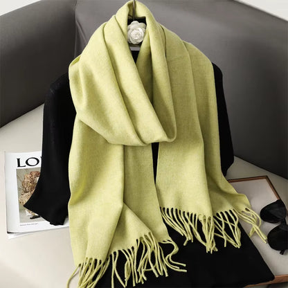 62Color Solid Women Winter Scarf Warm Thicken Cashmere Shawl Outdoor Fashion Luxury Tassels Pashmina Lady Wrap Windproof Scarves