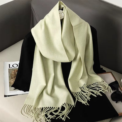 62Color Solid Women Winter Scarf Warm Thicken Cashmere Shawl Outdoor Fashion Luxury Tassels Pashmina Lady Wrap Windproof Scarves