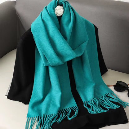 62Color Solid Women Winter Scarf Warm Thicken Cashmere Shawl Outdoor Fashion Luxury Tassels Pashmina Lady Wrap Windproof Scarves