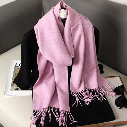 62Color Solid Women Winter Scarf Warm Thicken Cashmere Shawl Outdoor Fashion Luxury Tassels Pashmina Lady Wrap Windproof Scarves