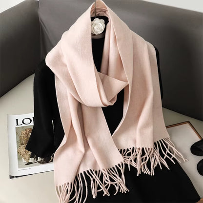 62Color Solid Women Winter Scarf Warm Thicken Cashmere Shawl Outdoor Fashion Luxury Tassels Pashmina Lady Wrap Windproof Scarves