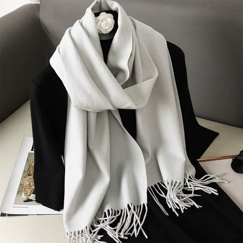 62Color Solid Women Winter Scarf Warm Thicken Cashmere Shawl Outdoor Fashion Luxury Tassels Pashmina Lady Wrap Windproof Scarves