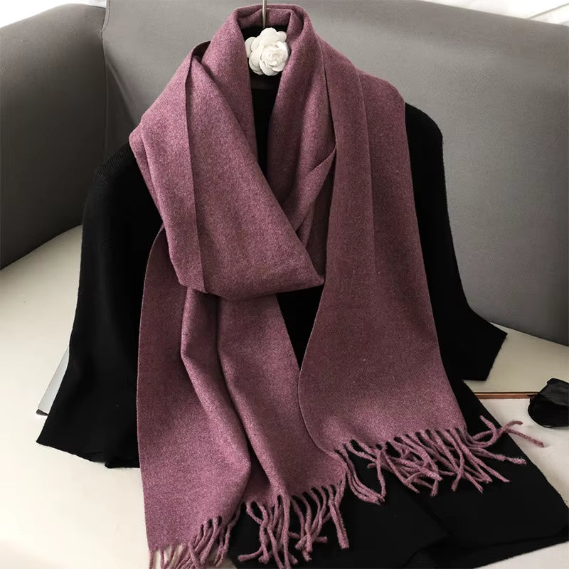 62Color Solid Women Winter Scarf Warm Thicken Cashmere Shawl Outdoor Fashion Luxury Tassels Pashmina Lady Wrap Windproof Scarves