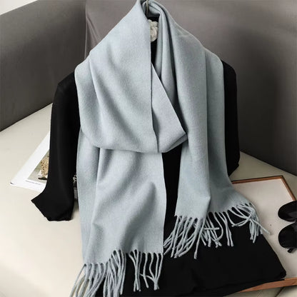 62Color Solid Women Winter Scarf Warm Thicken Cashmere Shawl Outdoor Fashion Luxury Tassels Pashmina Lady Wrap Windproof Scarves