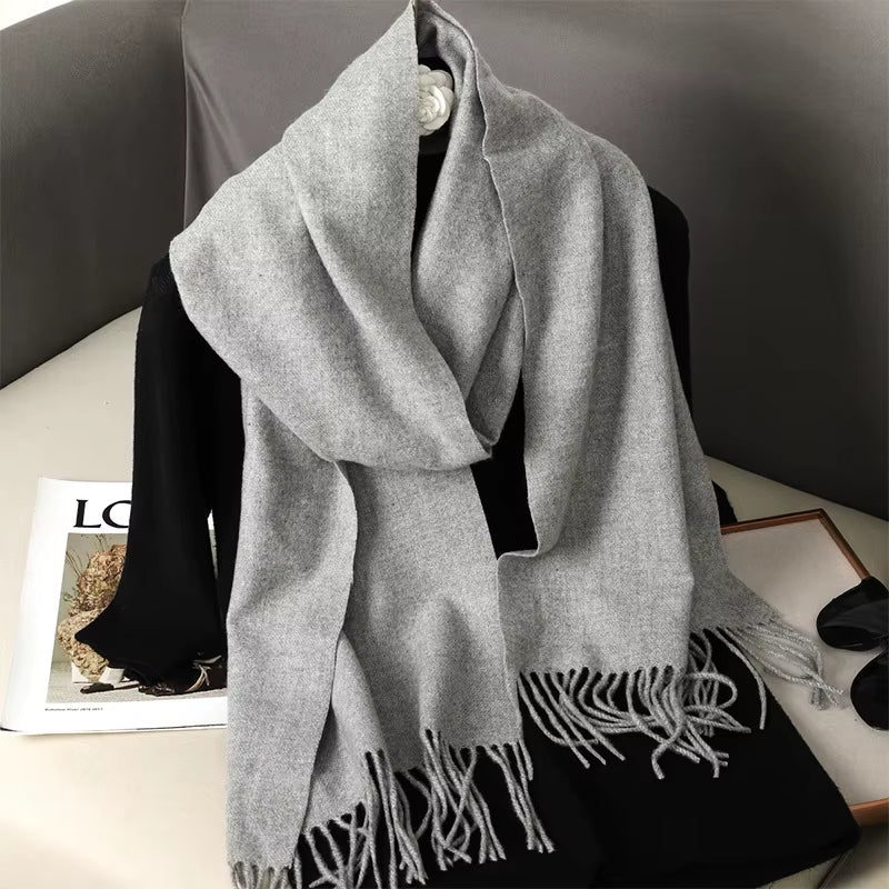 62Color Solid Women Winter Scarf Warm Thicken Cashmere Shawl Outdoor Fashion Luxury Tassels Pashmina Lady Wrap Windproof Scarves
