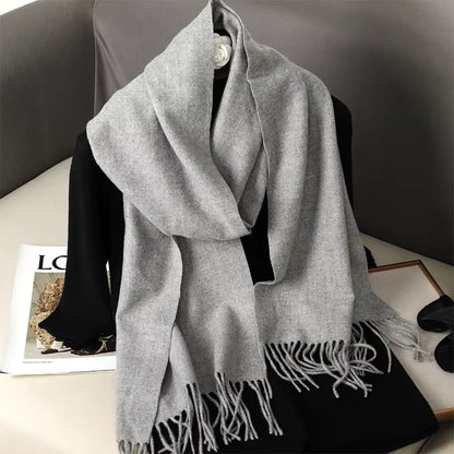62Color Solid Women Winter Scarf Warm Thicken Cashmere Shawl Outdoor Fashion Luxury Tassels Pashmina Lady Wrap Windproof Scarves