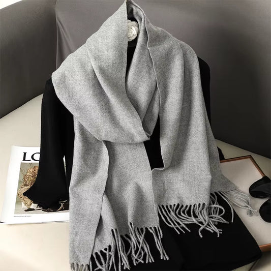 62Color Solid Women Winter Scarf Warm Thicken Cashmere Shawl Outdoor Fashion Luxury Tassels Pashmina Lady Wrap Windproof Scarves