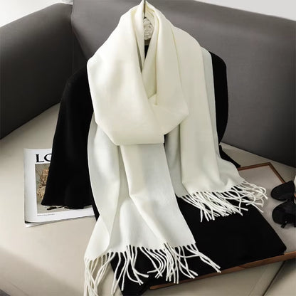 62Color Solid Women Winter Scarf Warm Thicken Cashmere Shawl Outdoor Fashion Luxury Tassels Pashmina Lady Wrap Windproof Scarves