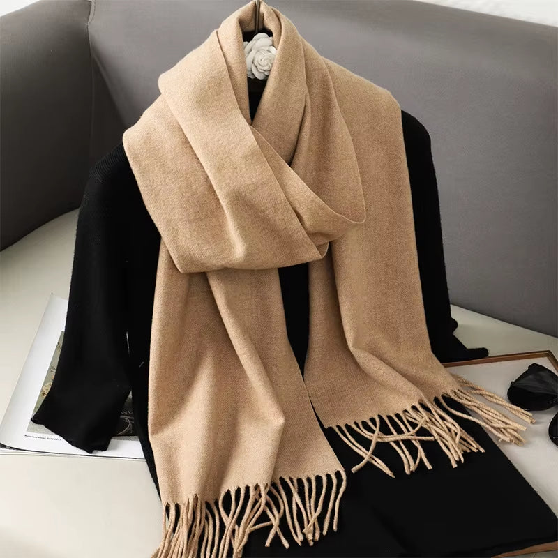 62Color Solid Women Winter Scarf Warm Thicken Cashmere Shawl Outdoor Fashion Luxury Tassels Pashmina Lady Wrap Windproof Scarves