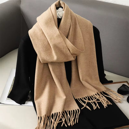 62Color Solid Women Winter Scarf Warm Thicken Cashmere Shawl Outdoor Fashion Luxury Tassels Pashmina Lady Wrap Windproof Scarves
